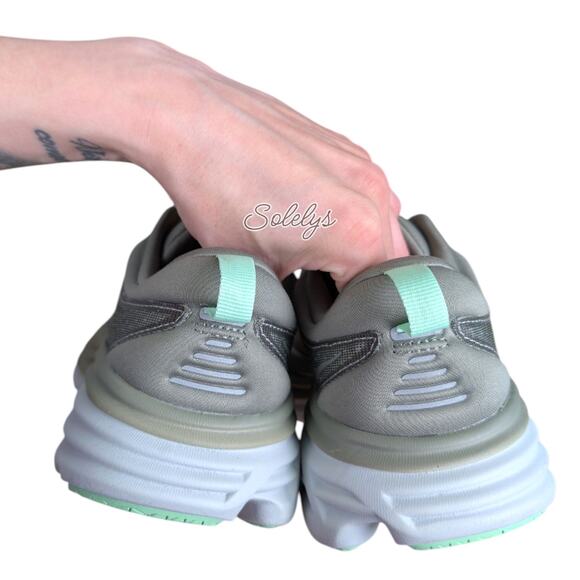 HOKA ONE Bondi 8 Womens 7.5 Olive Haze Mercury Green Run Walking Comfort Sneaker - Picture 6 of 12